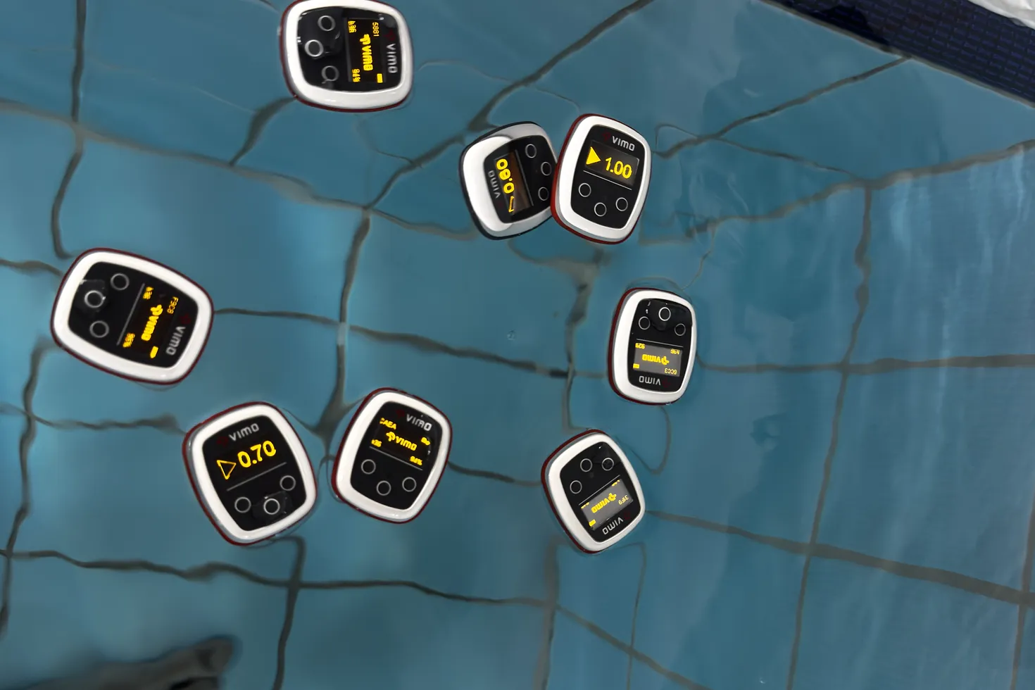 Vimo devices floating in the pool