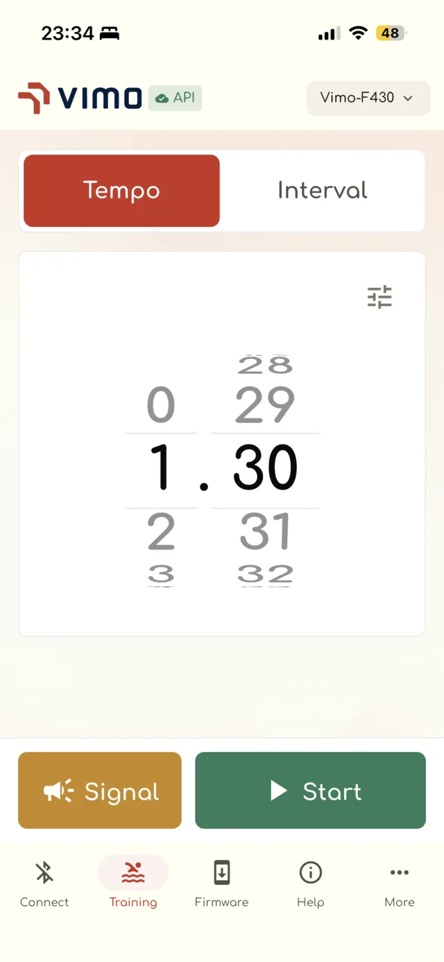 Vimo Connect app screen